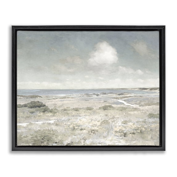 Stupell Industries Traditional By The Shore Neutrals Black Floating Frame Canvas Art, 21 x 17, by Christy McKee
