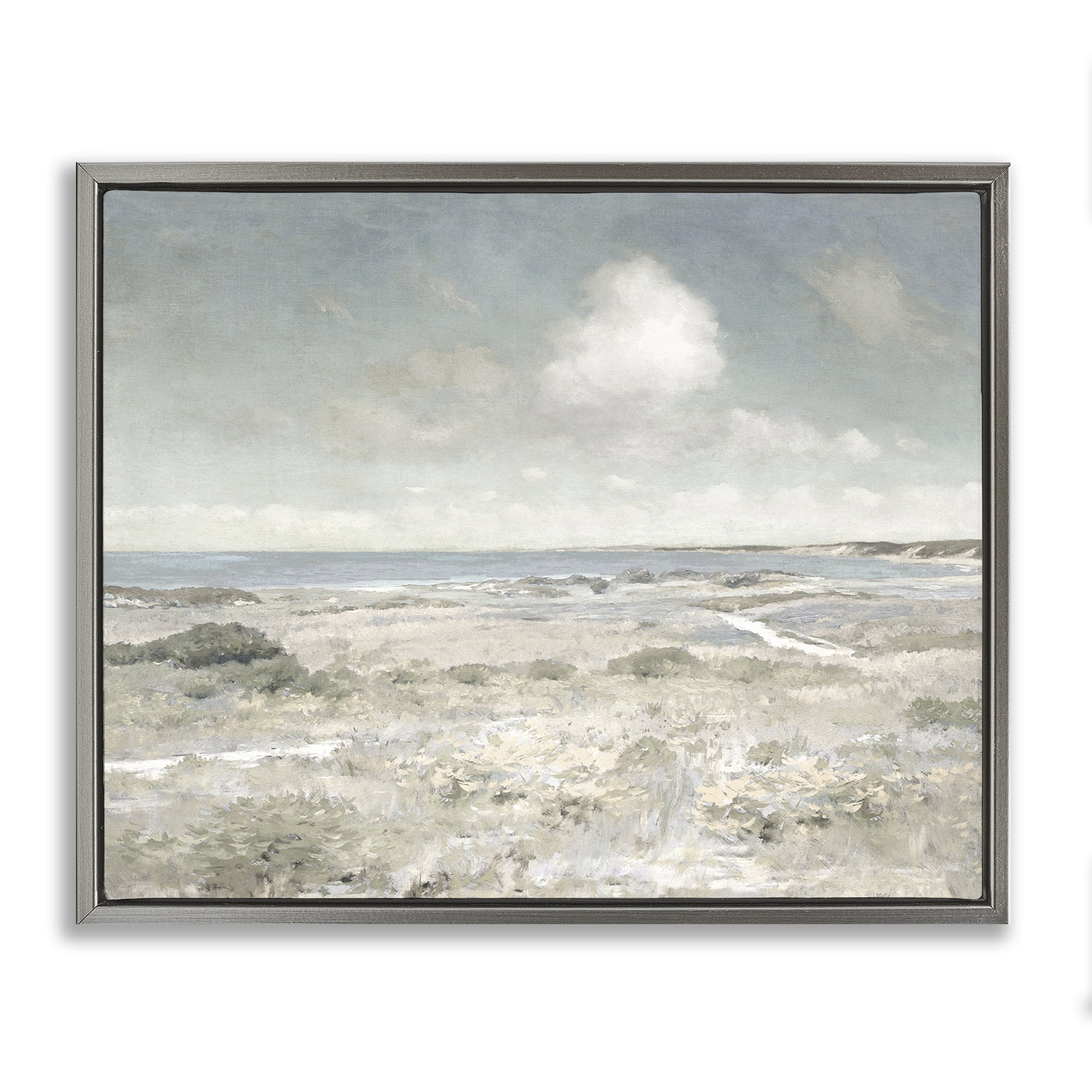 Stupell Industries By The Shore Neutrals Gray Framed Floater Canvas Wall Art, design by Christy McKee