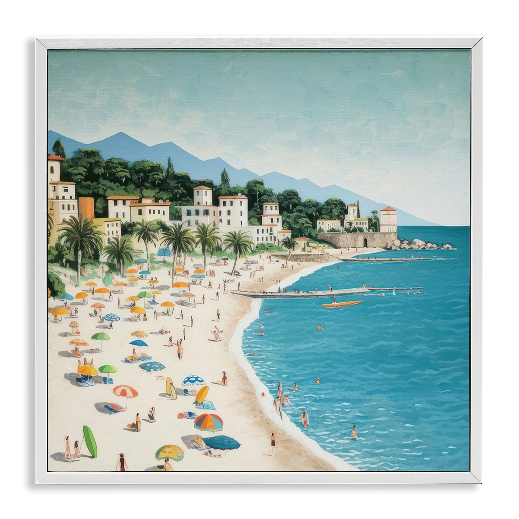 Stupell Industries By Water's Edge Nautical & Beach Painting White Framed Art Print Wall Art, 12 x 12