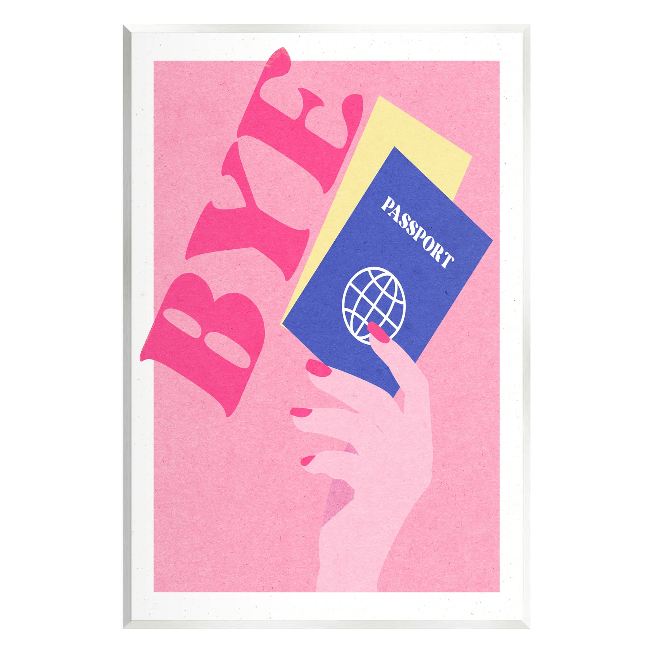 Stupell Industries Bye Holding Travel Passport Graphic Art Unframed Art Print Wall Art, Design by Daphne Polselli