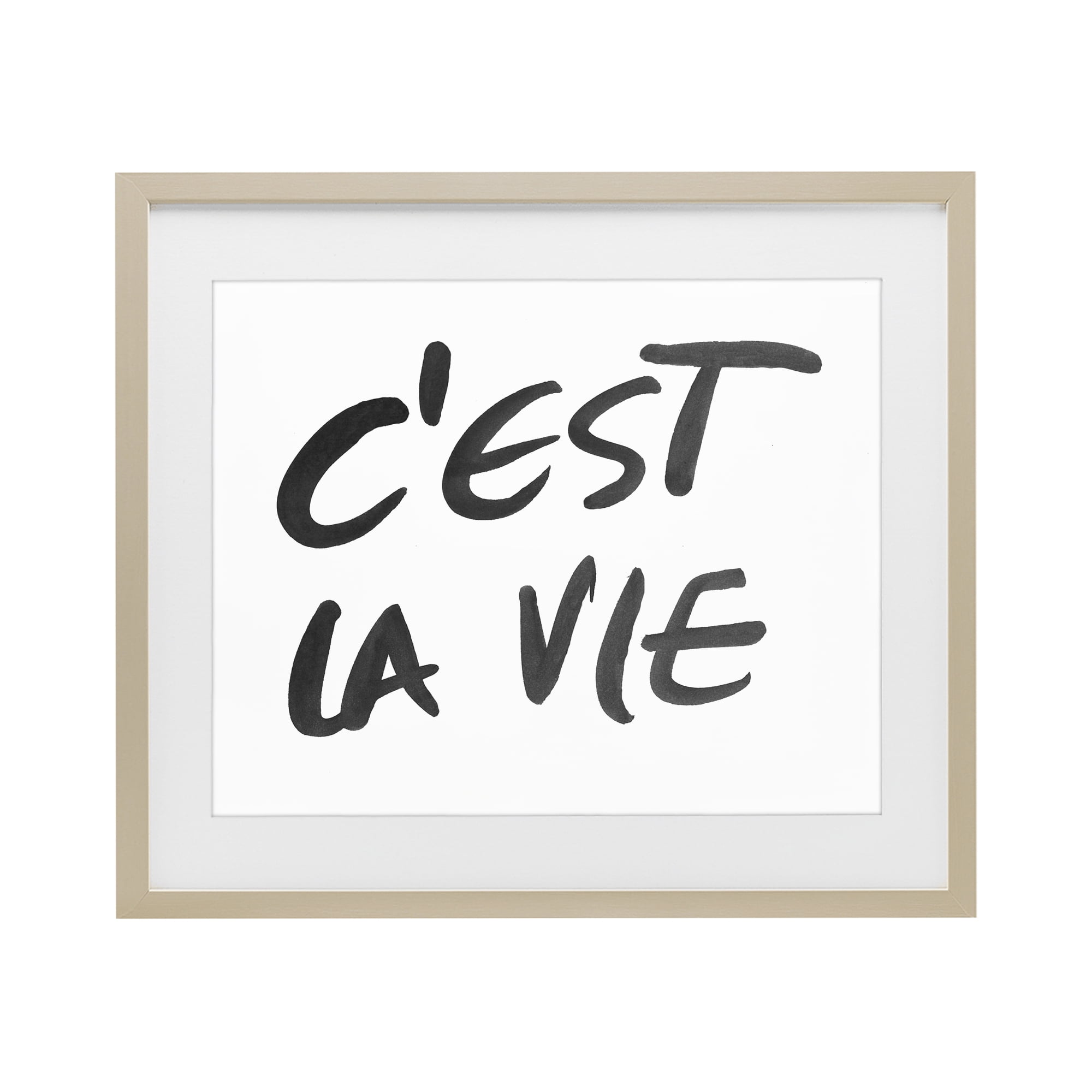 Stupell Industries C'est La Vie Minimal Text Birch Framed Print Under Glass, design by SD Graphics Studio
