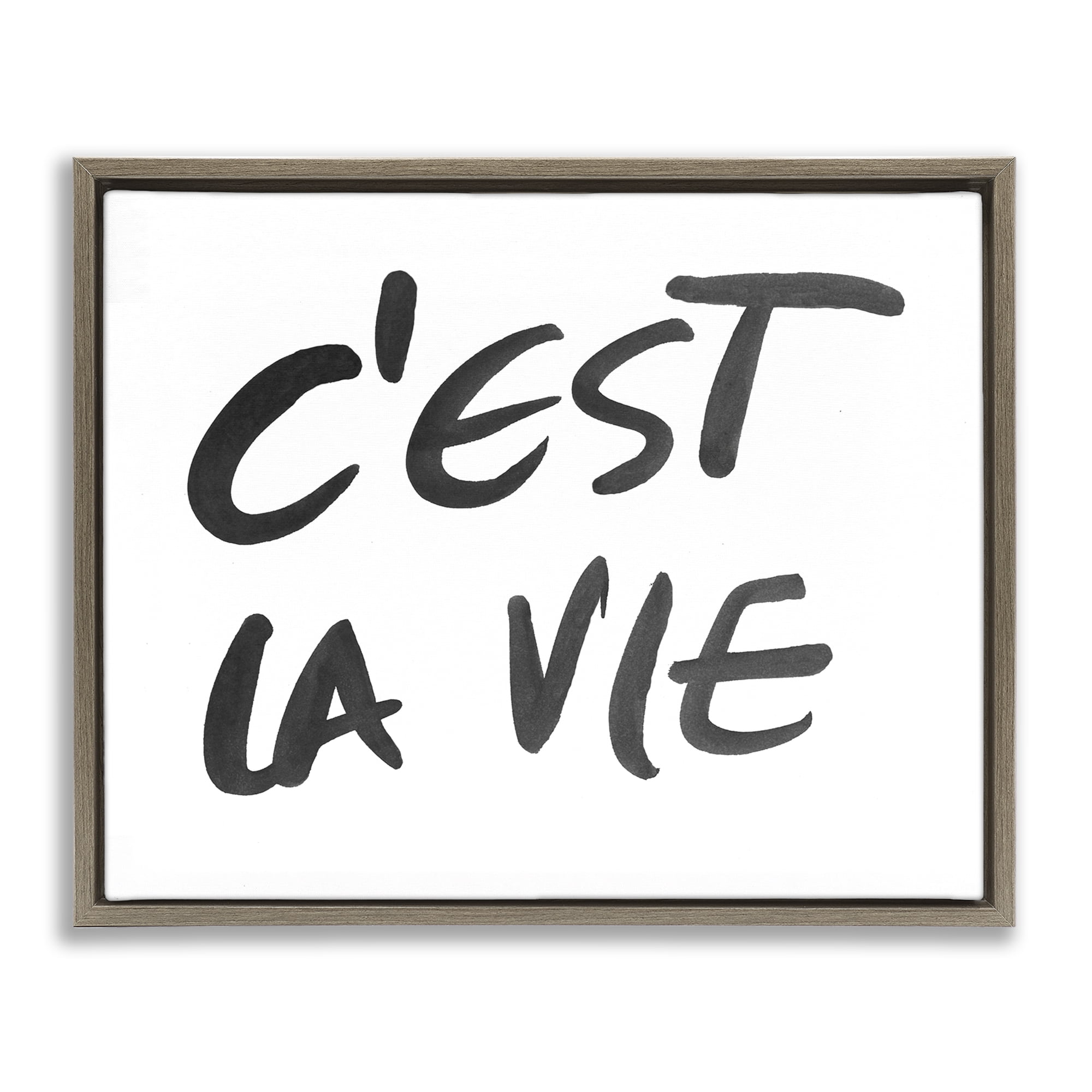 Stupell Industries C'est La Vie Minimal Text Brown Framed Floater Canvas Wall Art, design by SD Graphics Studio