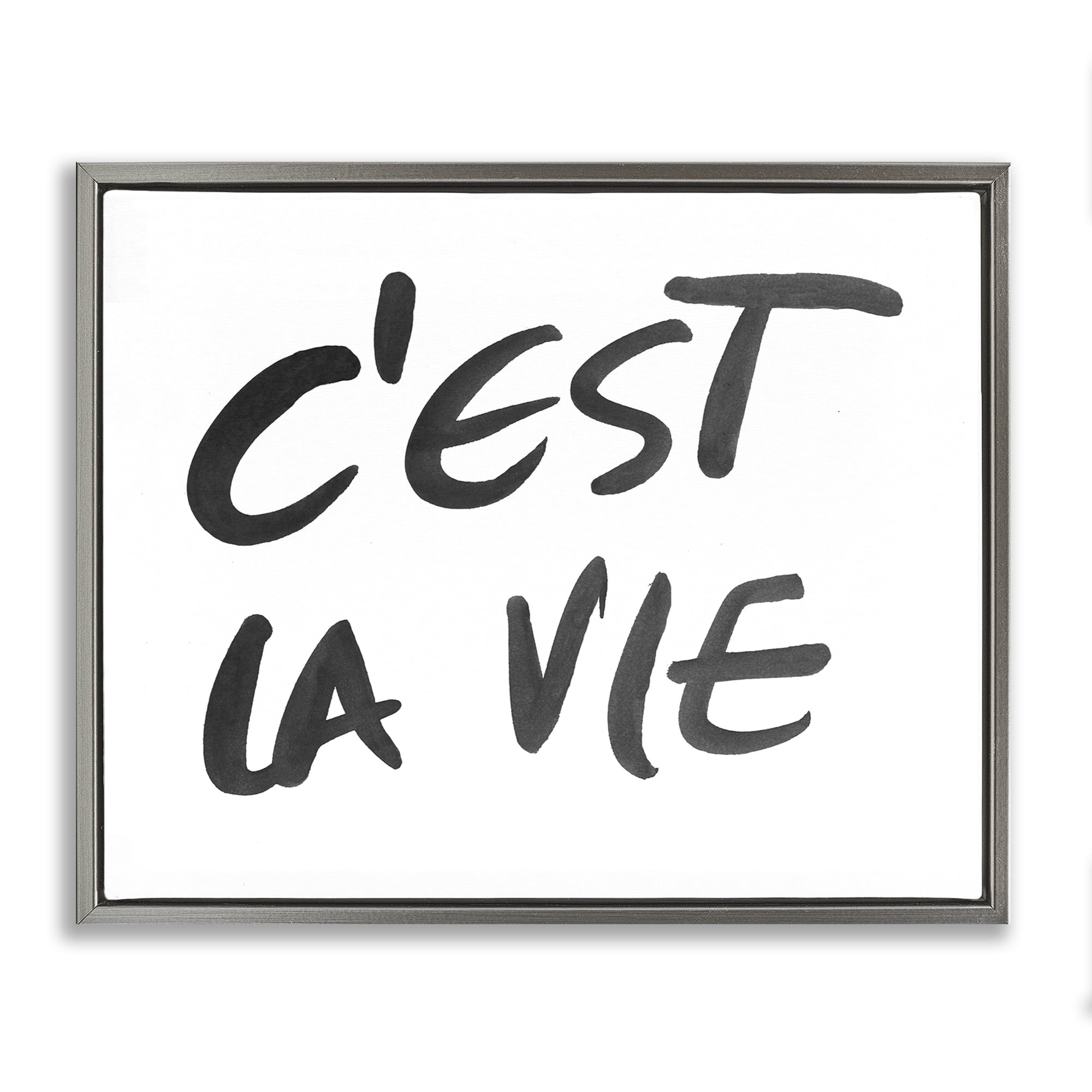 Stupell Industries C'est La Vie Minimal Text Gray Framed Floater Canvas Wall Art, design by SD Graphics Studio
