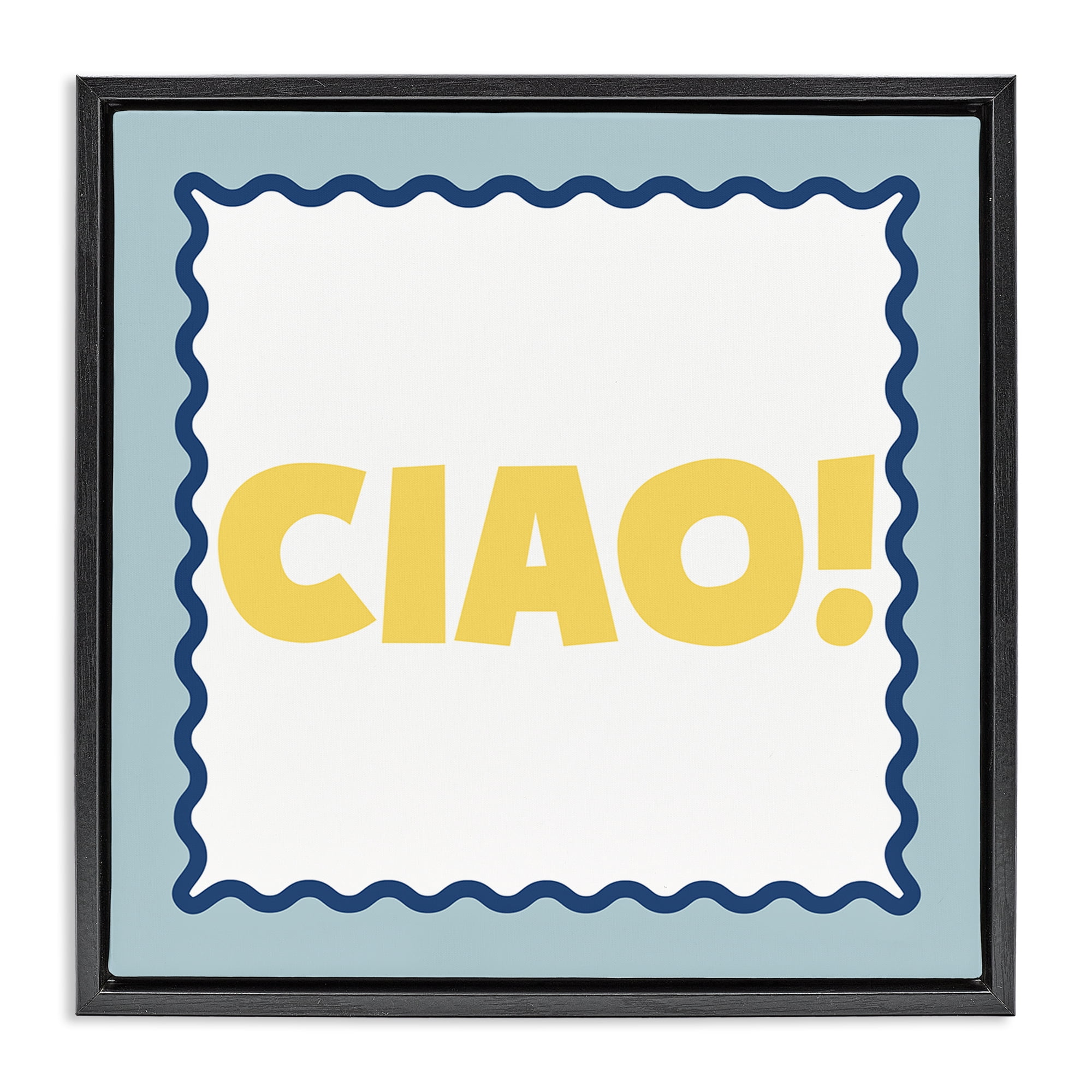 Stupell Industries CIAO! Bold Yellow Typography Black Framed Floater Canvas Wall Art, design by SD Graphics Studio