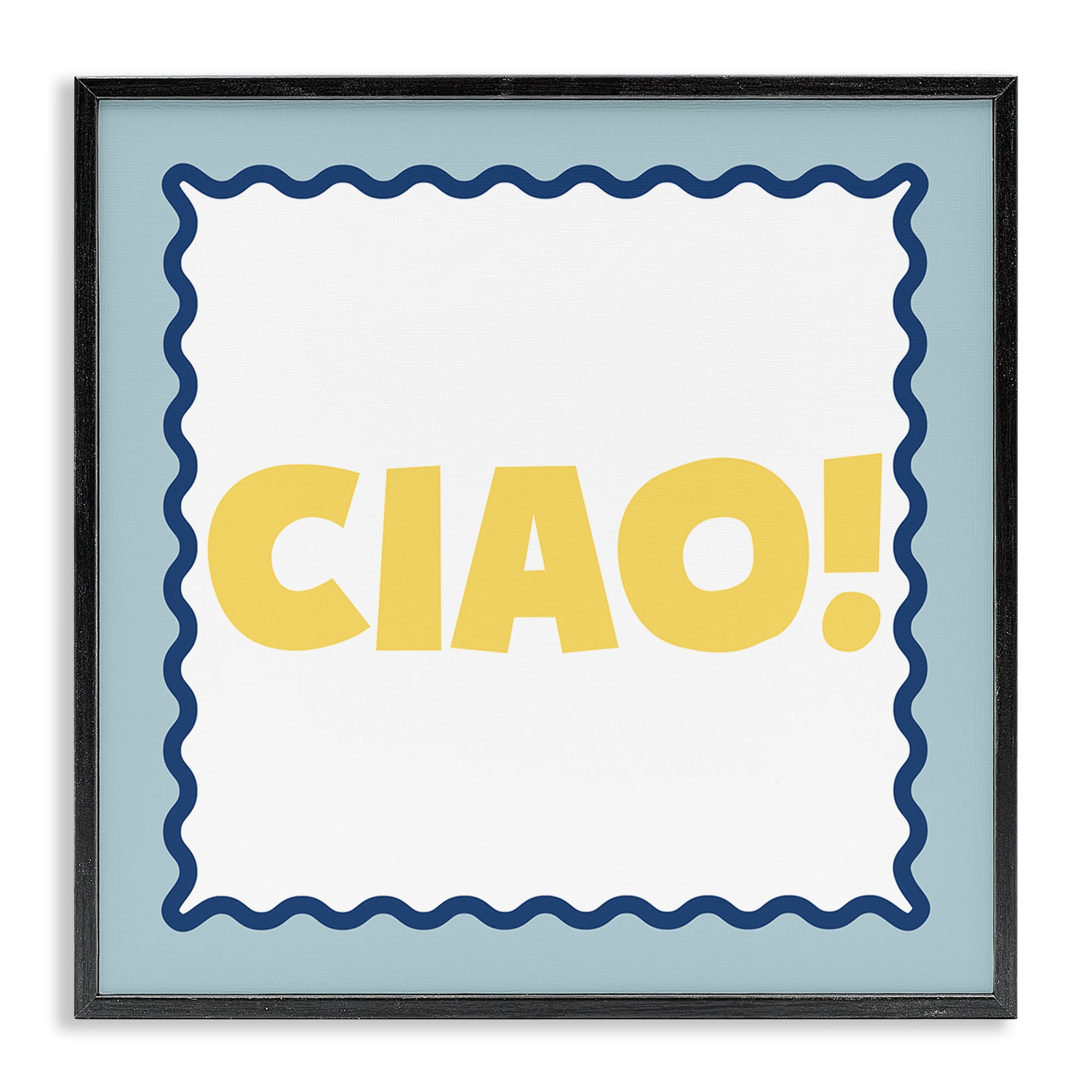 Stupell Industries CIAO! Bold Yellow Typography Black Framed Giclee Art, design by SD Graphics Studio