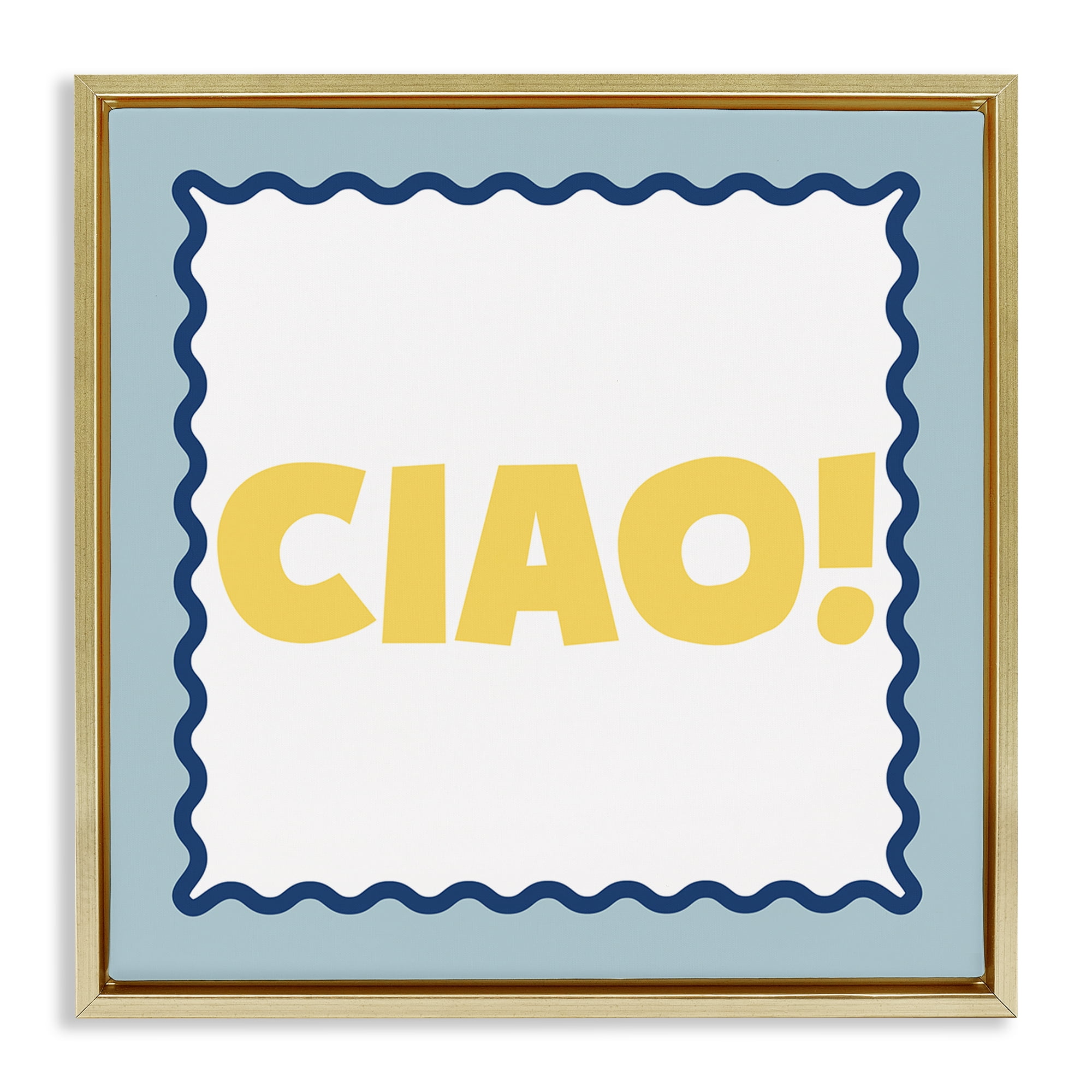 Stupell Industries CIAO! Bold Yellow Typography Gold Framed Floater Canvas Wall Art, design by SD Graphics Studio
