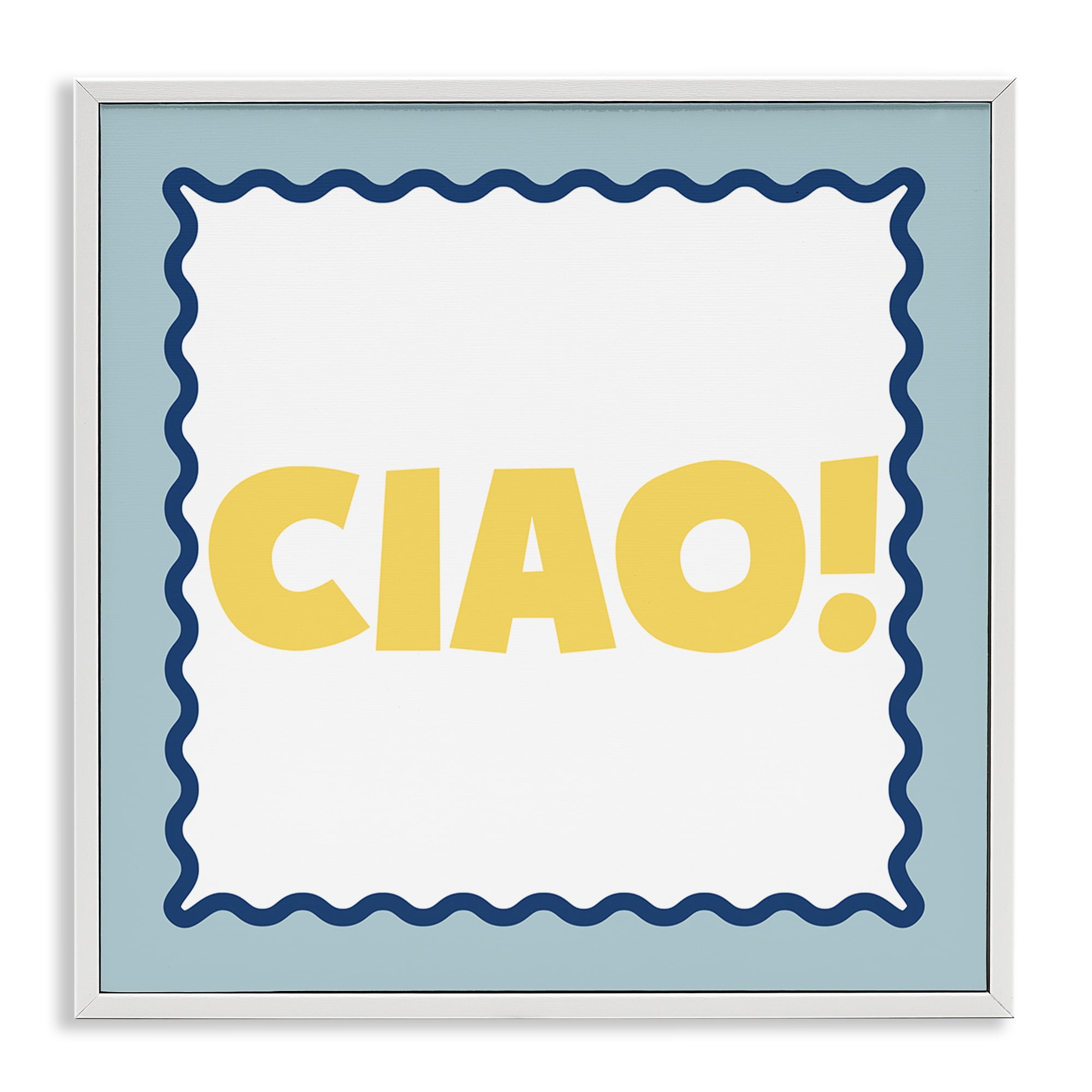 Stupell Industries CIAO! Bold Yellow Typography White Framed Giclee Art, design by SD Graphics Studio