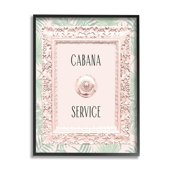 Stupell Industries Cabana Service Tropical Leaves Graphic Art Black Framed Art Print Wall Art, Design by Lil' Rue