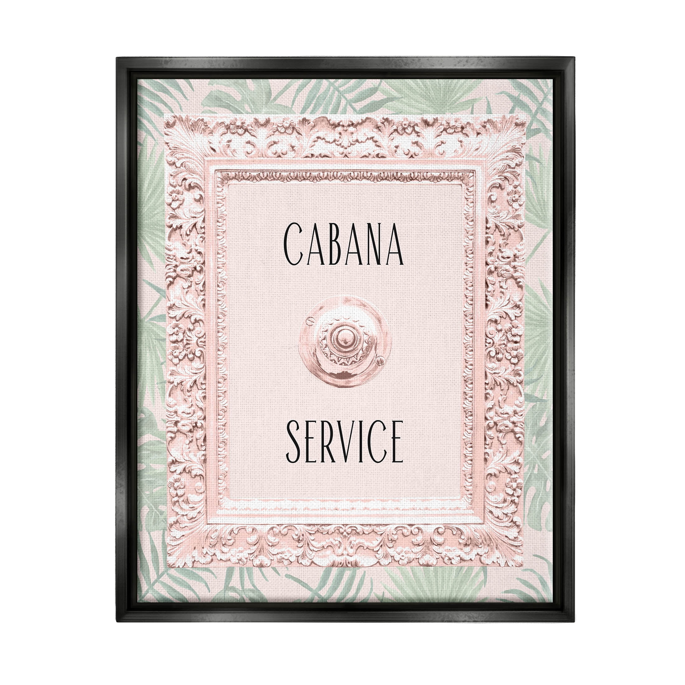 Stupell Industries Cabana Service Tropical Leaves Graphic Art Jet Black Floating Framed Canvas Print Wall Art, Design by Lil' Rue