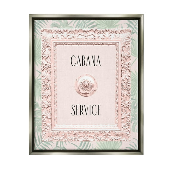 Stupell Industries Cabana Service Tropical Leaves Graphic Art Luster Gray Floating Framed Canvas Print Wall Art, Design by Lil' Rue