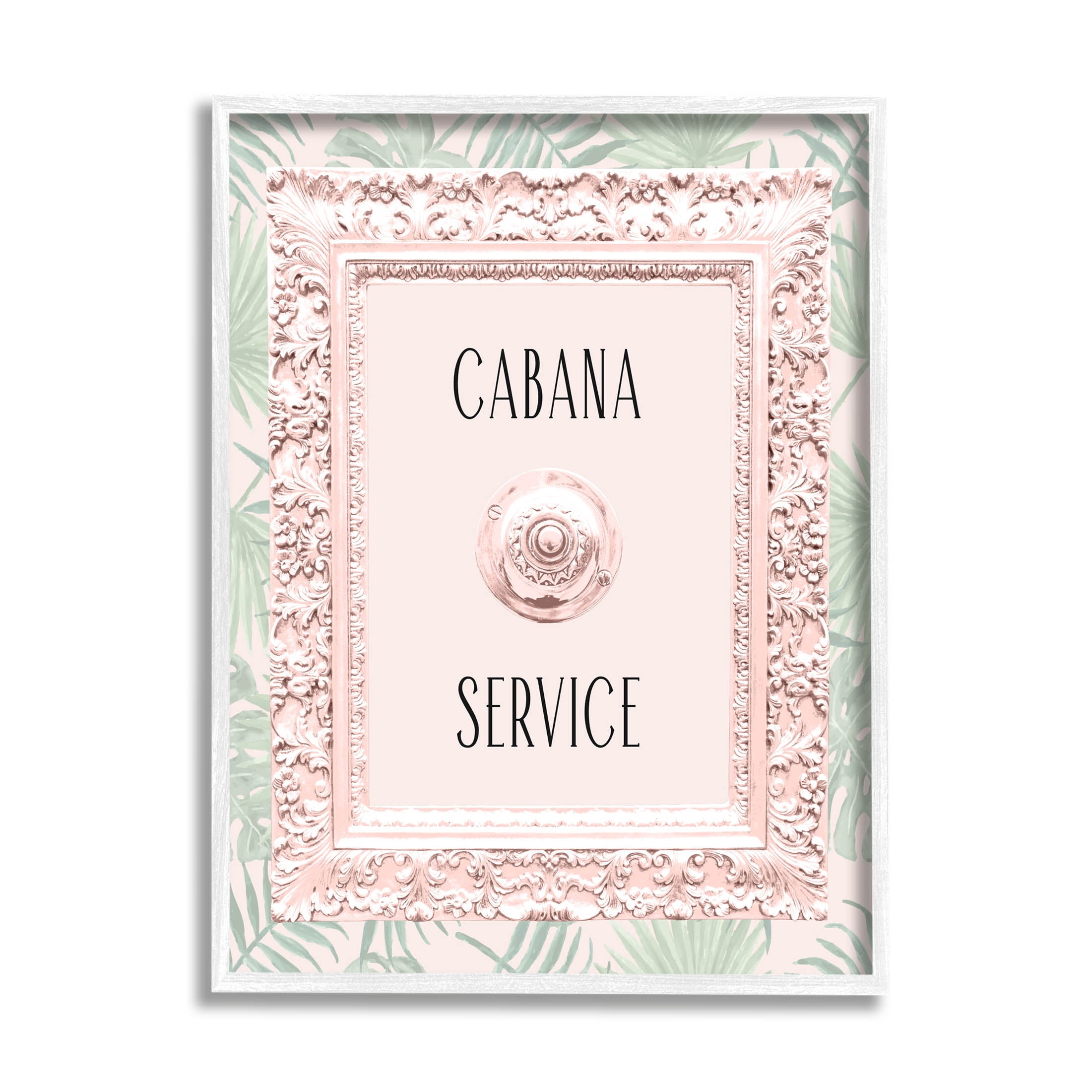 Stupell Industries Cabana Service Tropical Leaves Graphic Art White Framed Art Print Wall Art, Design by Lil' Rue