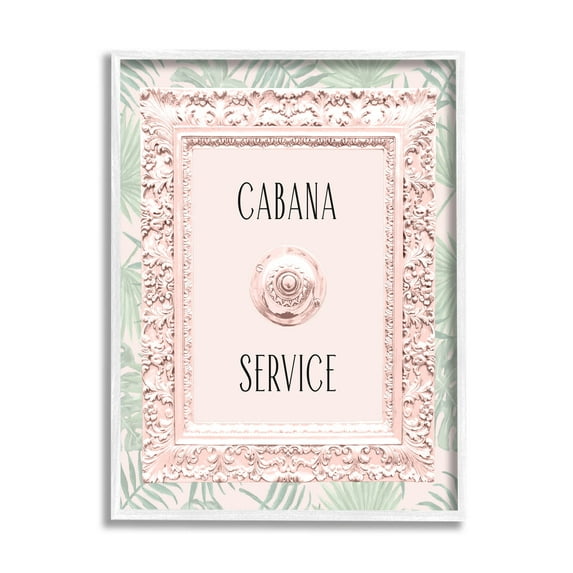 Stupell Industries Cabana Service Tropical Leaves Graphic Art White Framed Art Print Wall Art, Design by Lil' Rue