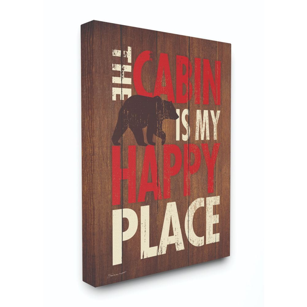 Stupell Industries Cabin Country Home Wood Textured Word Design Canvas Wall Art by Stephanie Workman Marrott