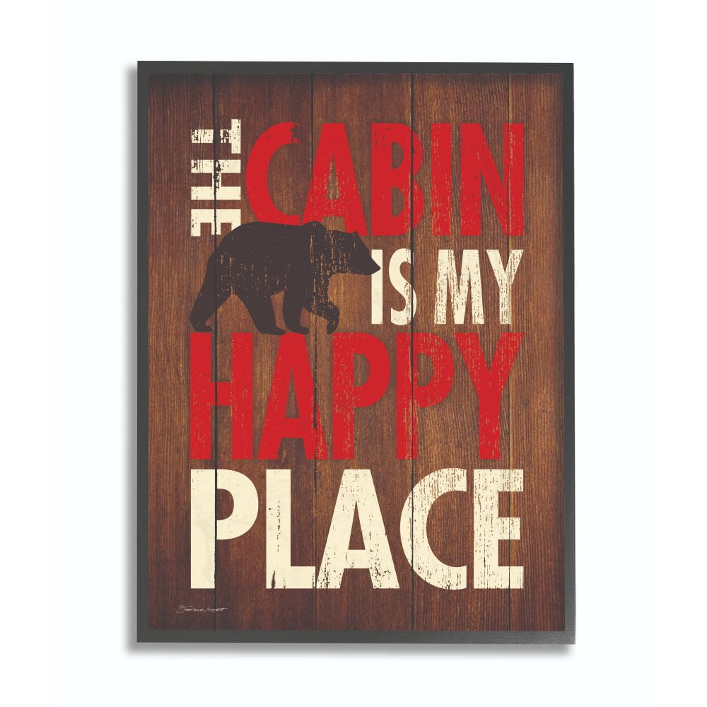 Stupell Industries Cabin Country Home Wood Textured Word Design Framed Giclee Texturized Art by Stephanie Workman Marrott