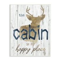 Stupell Industries Cabin Happy Place Rustic Deer Silhouette Sign , 10 x 15, Design by Nan