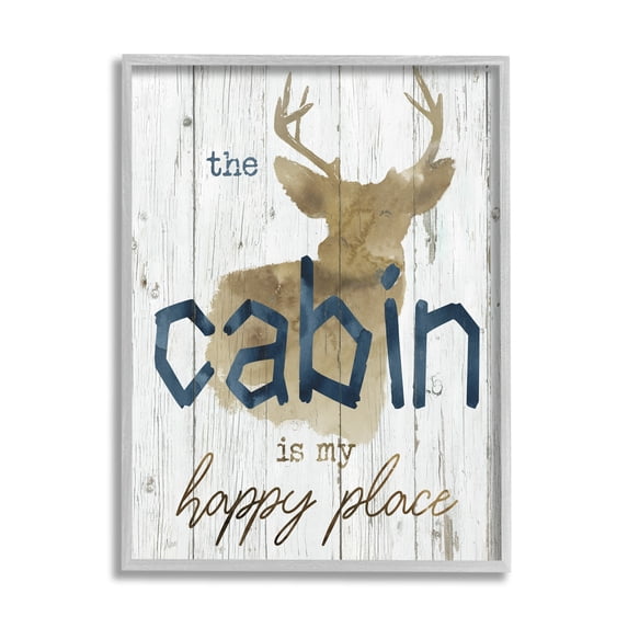Stupell Industries Cabin Happy Place Rustic Deer Silhouette Sign , 24 x 30, Design by Nan