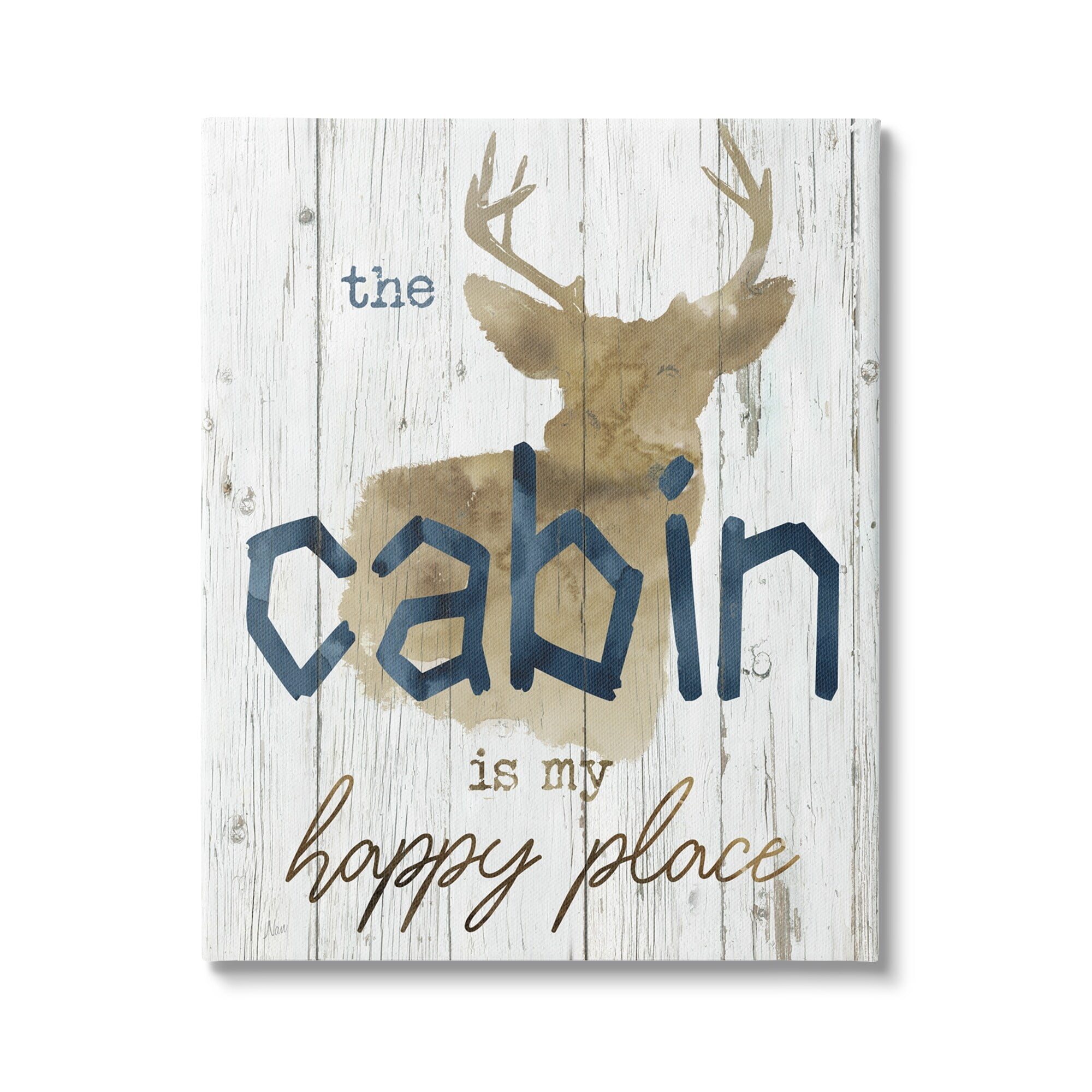 Stupell Industries Cabin Happy Place Rustic Deer Silhouette Sign , 30 x 40, Design by Nan