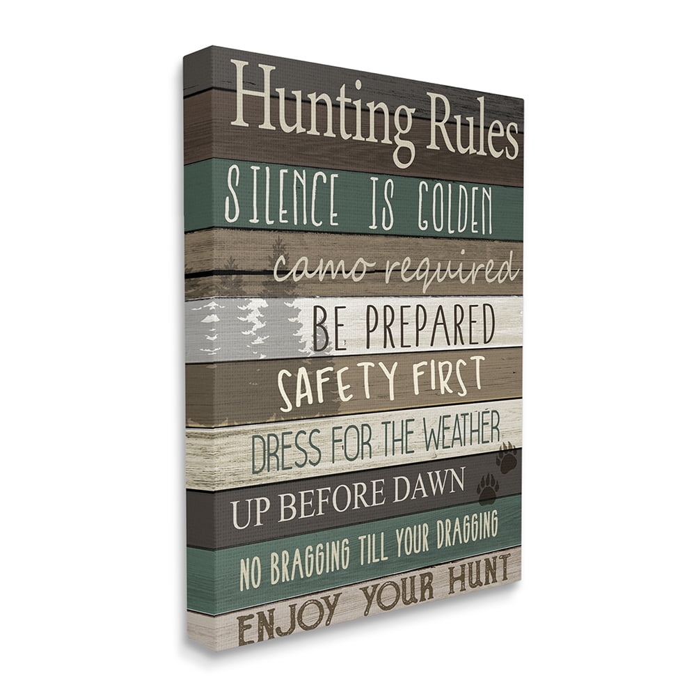 Stupell Industries Cabin Hunting Rules Rustic Charm Brown Green Canvas Wall Art by Kim Allen