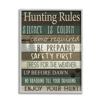Stupell Industries Cabin Hunting Rules Rustic Charm Brown Green Gray Framed by Kim Allen