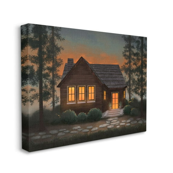 Stupell Industries Cabin In The Woods Country Landscape Painting Canvas Wall Art by Ziwei Li
