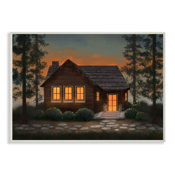 Stupell Industries Cabin In The Woods Country Landscape Painting Wall Plaque by Ziwei Li