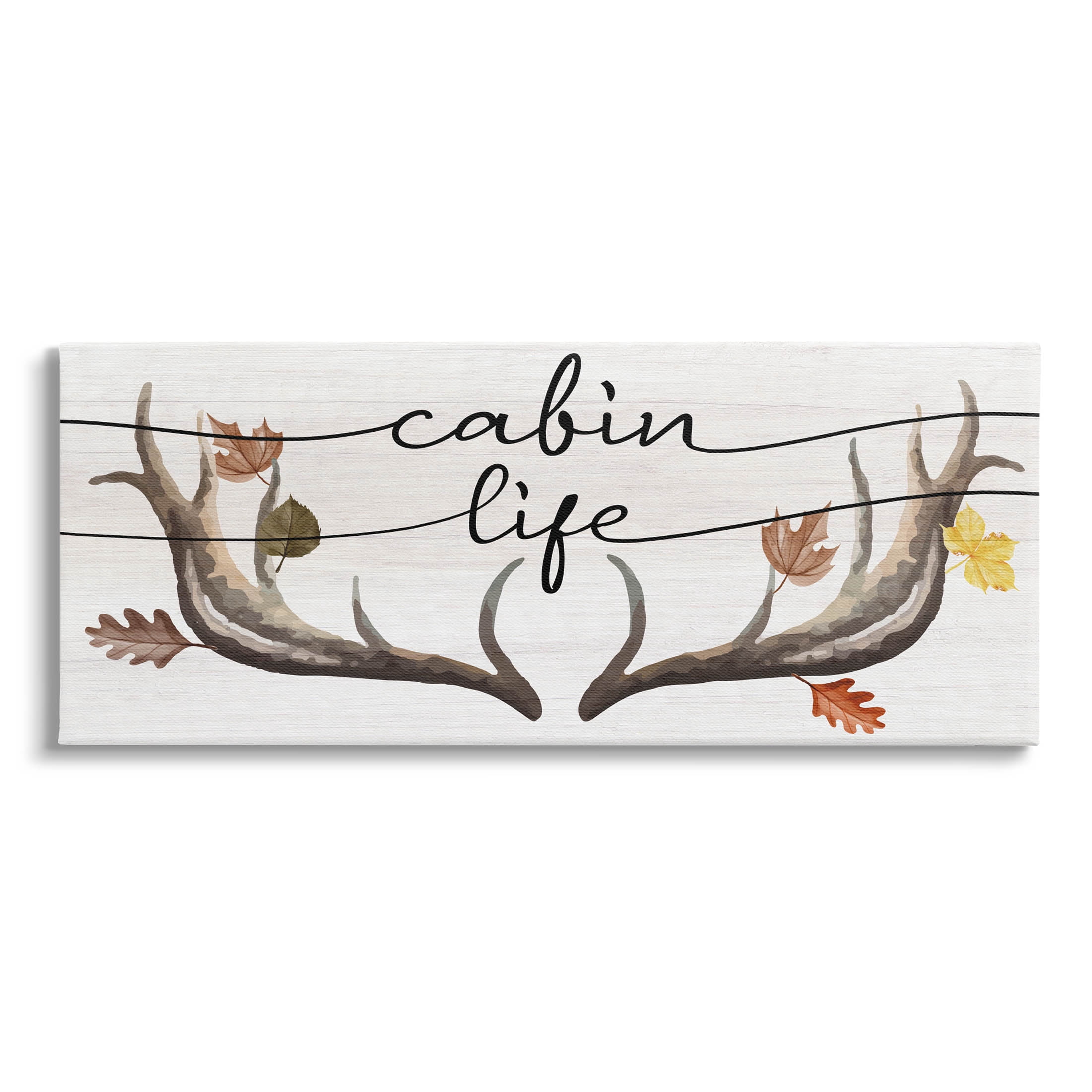 Stupell Industries Cabin Life Autumn Antlers Graphic Art Gallery Wrapped Canvas Print Wall Art, Design by Lil' Rue