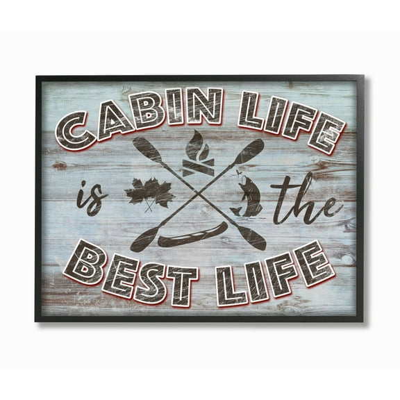 Stupell Industries Cabin Life Country Home Wood Textured Word Design Framed Giclee Texturized Art by Marcus Prime