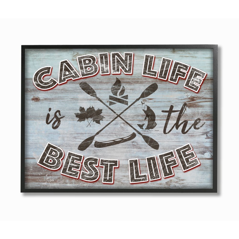 Stupell Industries Cabin Life Country Home Wood Textured Word Design Framed Giclee Texturized Art by Marcus Prime