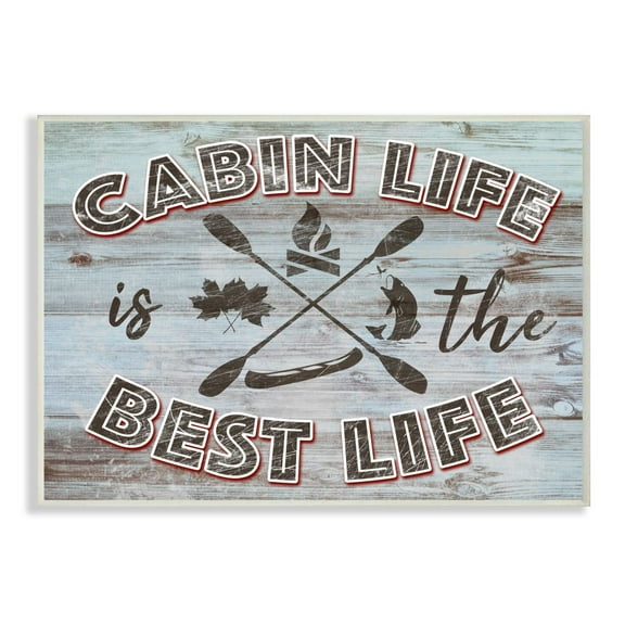 Stupell Industries Cabin Life Country Home Wood Textured Word Design Wall Plaque Art by Marcus Prime