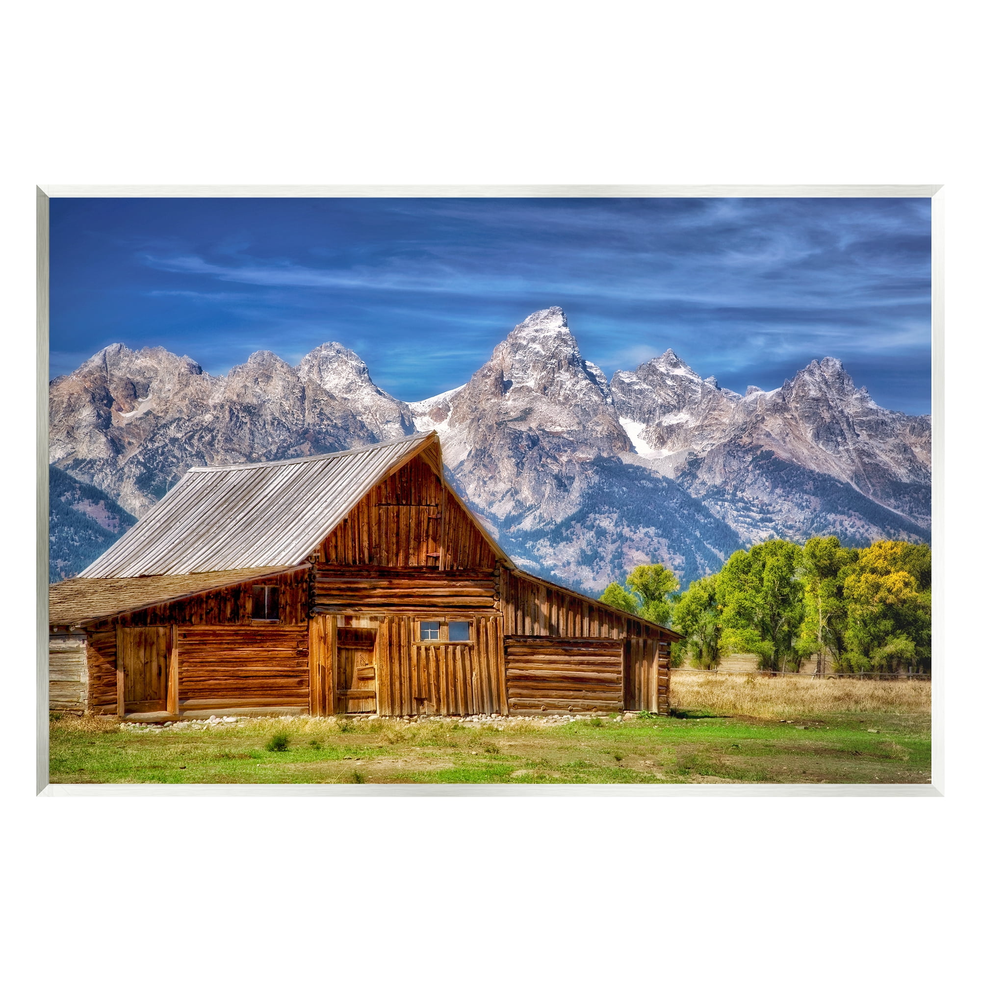 Stupell Industries Cabin Mountain Range Landscape Landscape Photography Unframed Art Print Wall Art