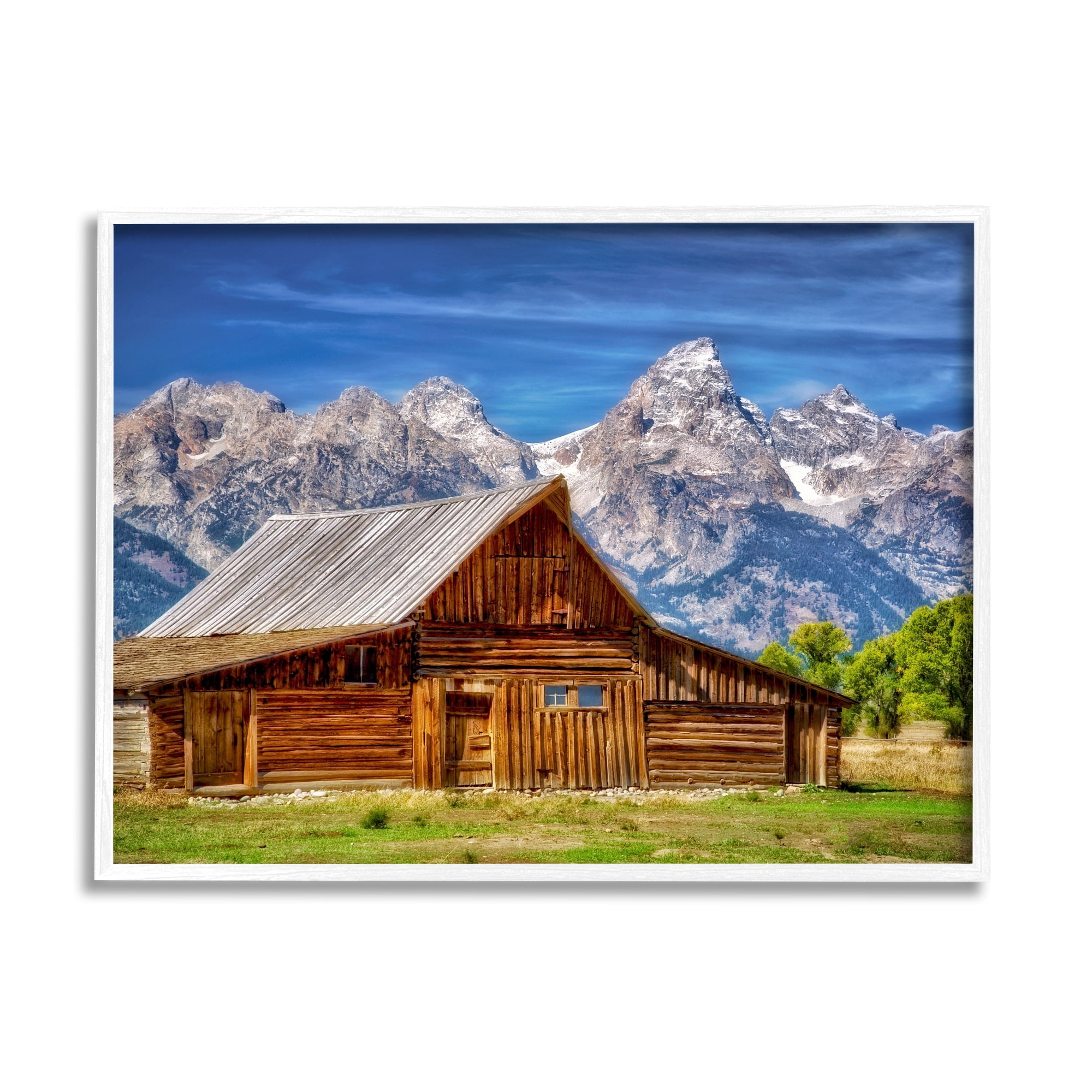 Stupell Industries Cabin Mountain Range Landscape Landscape Photography White Framed Art Print Wall Art