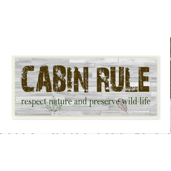Stupell Industries Cabin Rule Country Home Wood Textured Word Design Wall Plaque Art by Sheldon Lewis