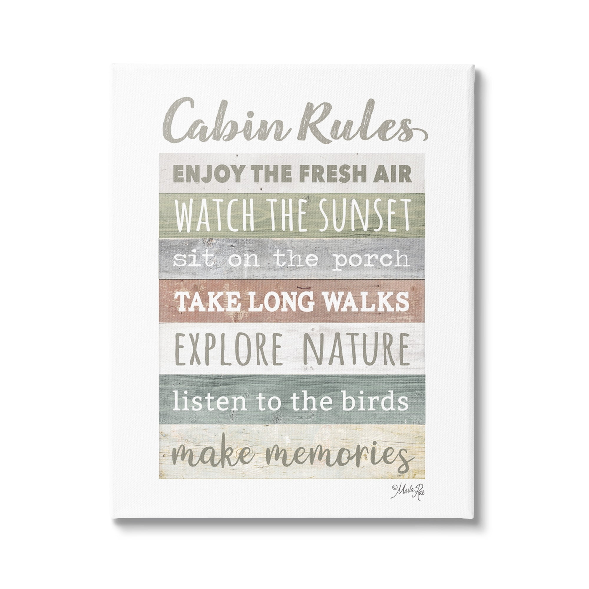 Stupell Industries Cabin Rules Typography Sign Nature Hiking Theme Canvas Wall Art, 36 x 48, Design by Marla Rae