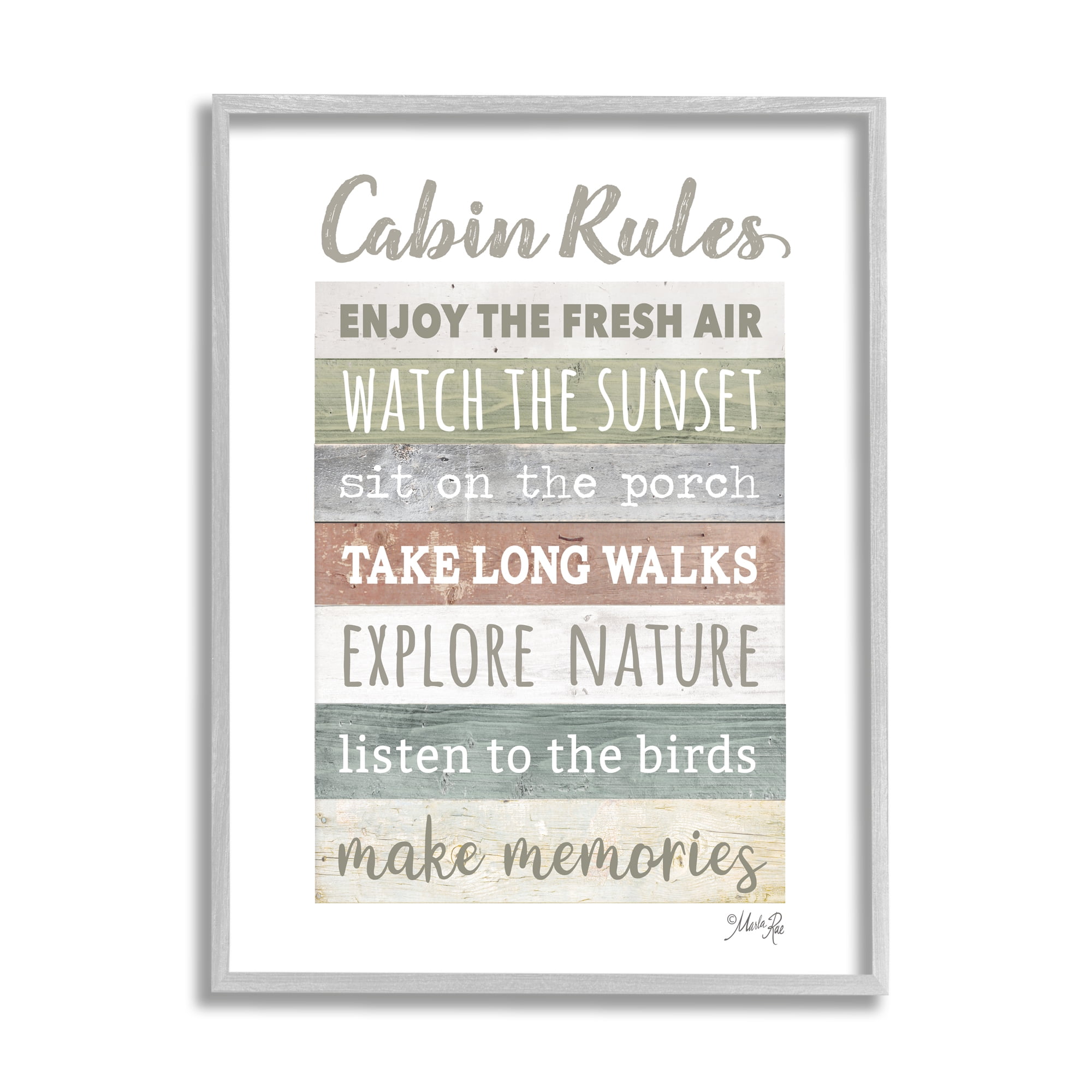 Stupell Industries Cabin Rules Typography Sign Nature Hiking Theme Framed Wall Art, 24 x 30, Design by Marla Rae