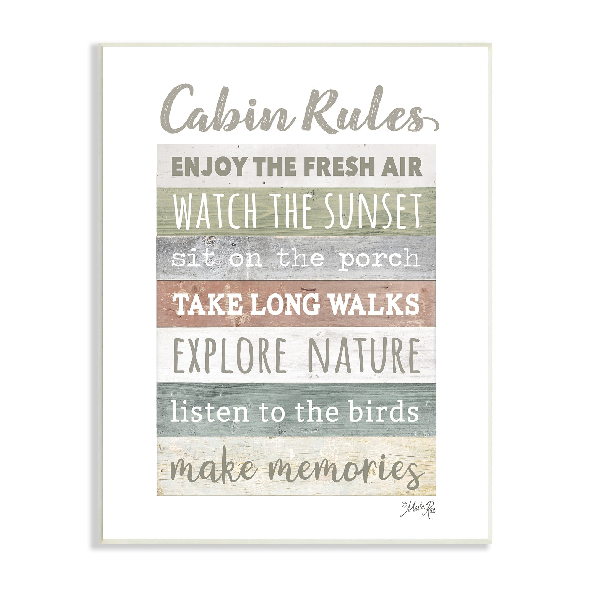 Stupell Industries Cabin Rules Typography Sign Nature Hiking Theme Wood Wall Art, 13 x 19, Design by Marla Rae