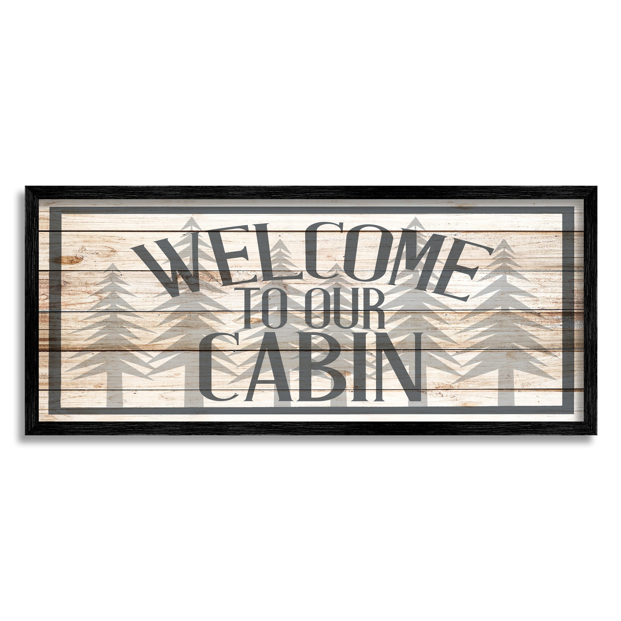 Stupell Industries Cabin Welcome Sign Rustic Pine Trees Text Design, 24 x 10, Design by Kim Allen