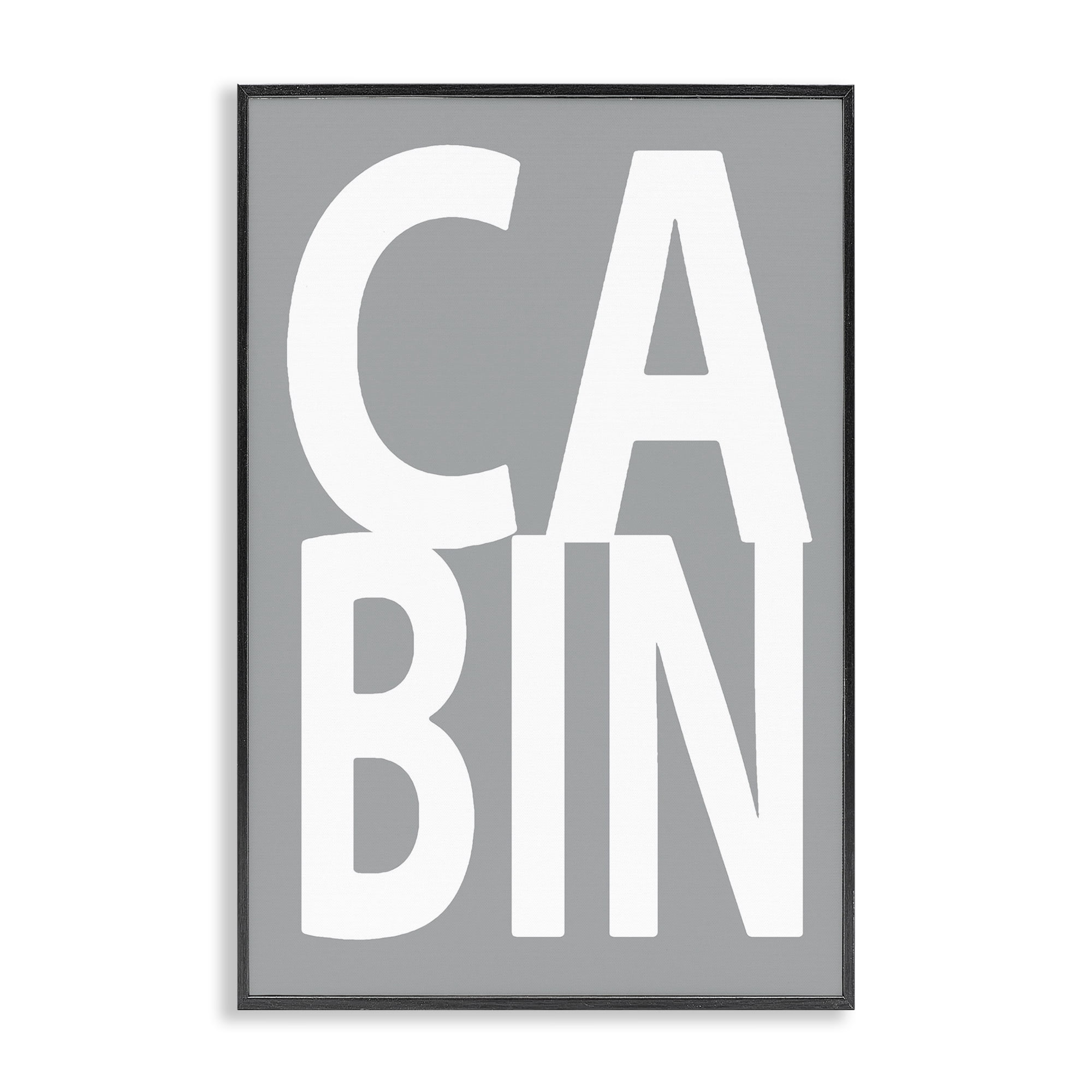 Stupell Industries Cabin Word on Grey Typography Painting Black Framed Art Print Wall Art, 16 x 24