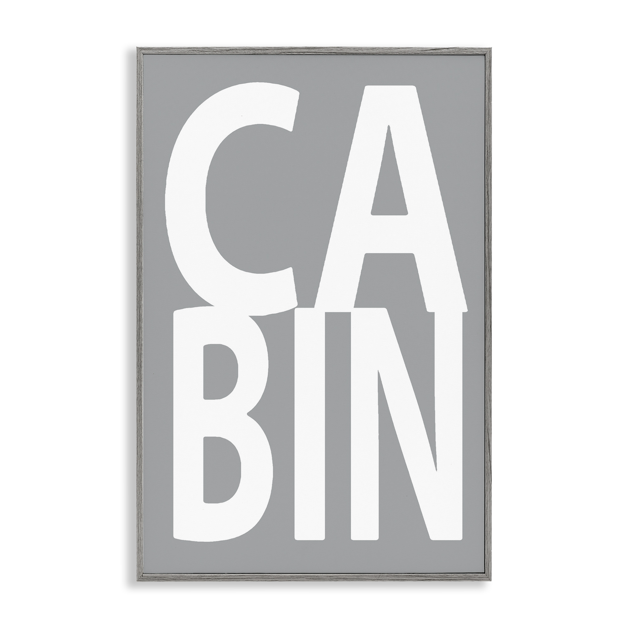 Stupell Industries Cabin Word on Grey Typography Painting Gray Framed Art Print Wall Art, 20 x 30