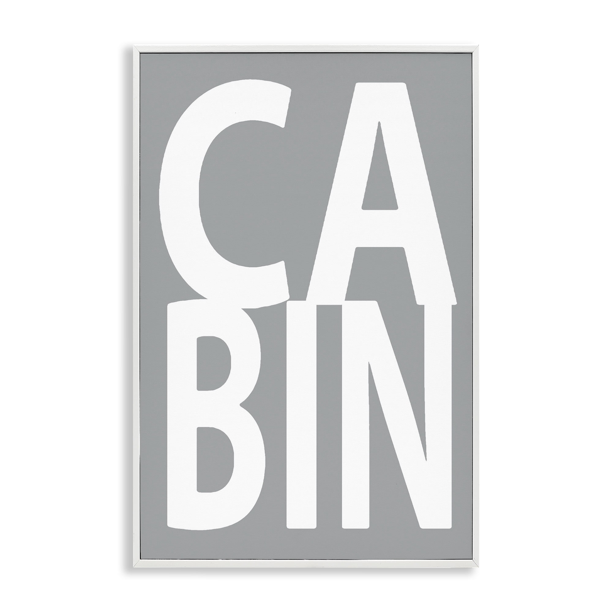 Stupell Industries Cabin Word on Grey Typography Painting White Framed Art Print Wall Art, 20 x 30