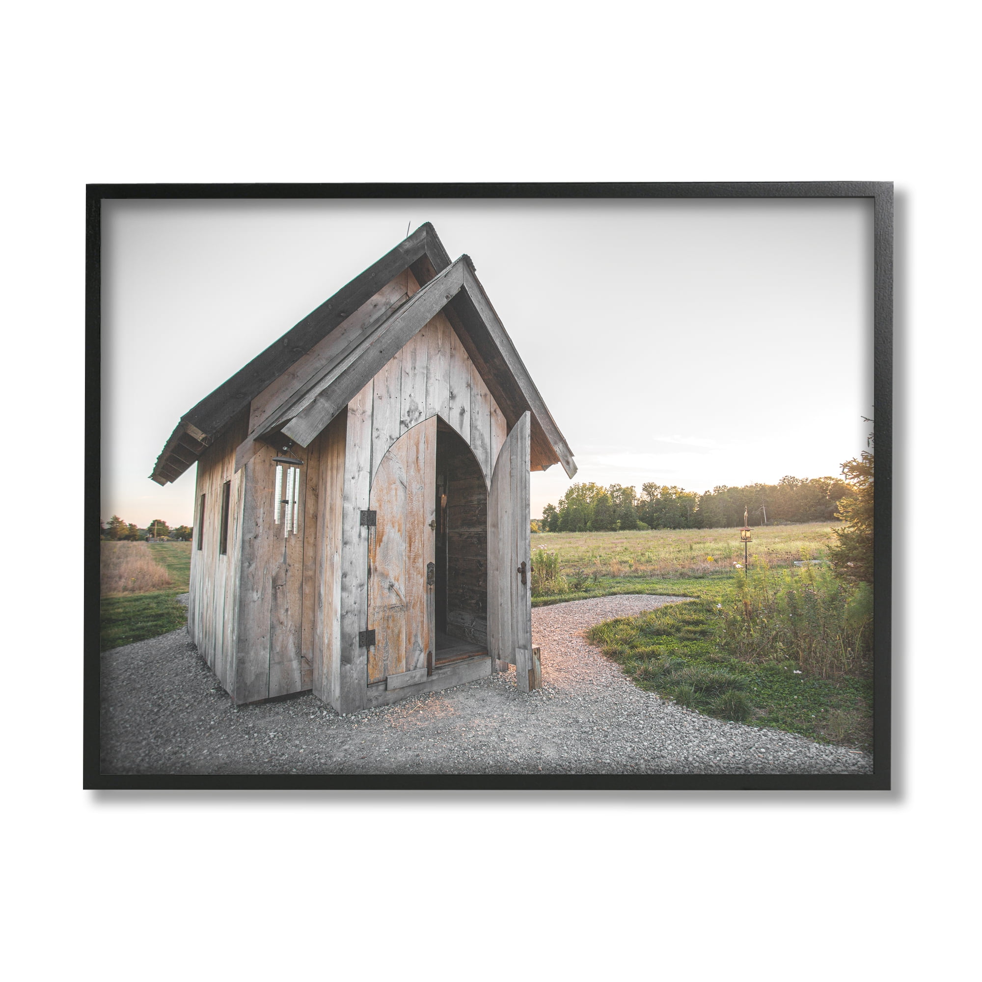 Stupell Industries Cabin at Sunset Nature Photography Black Framed Art Print Wall Art, 30 x 24