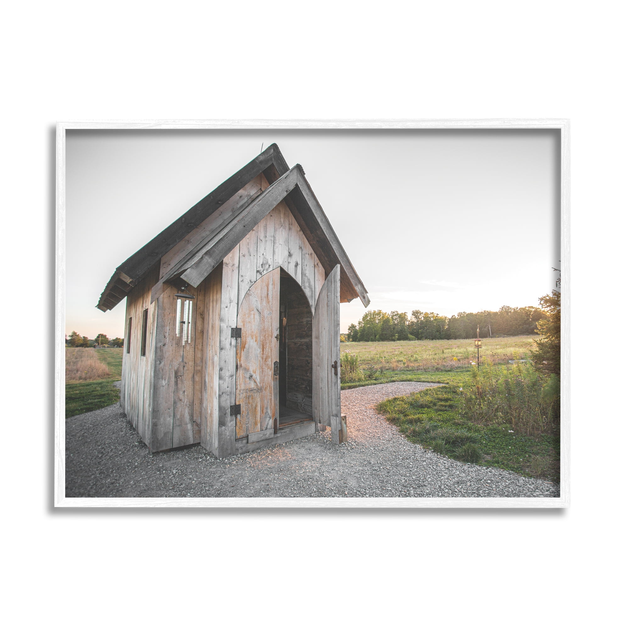 Stupell Industries Cabin at Sunset Nature Photography White Framed Art Print Wall Art, 30 x 24