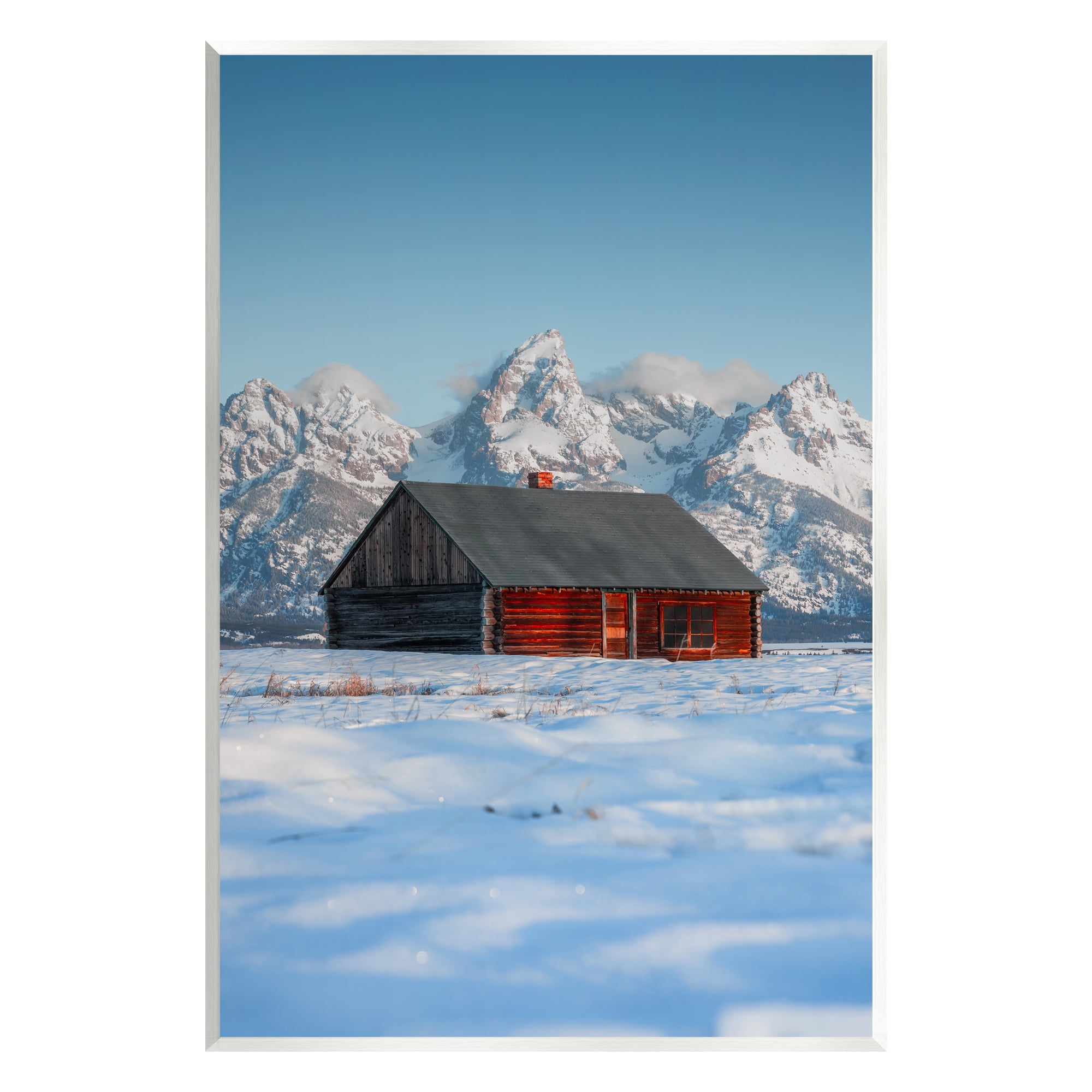 Stupell Industries Cabin in Snowy Mountains Landscape Photography Unframed Art Print Wall Art, 10 x 15
