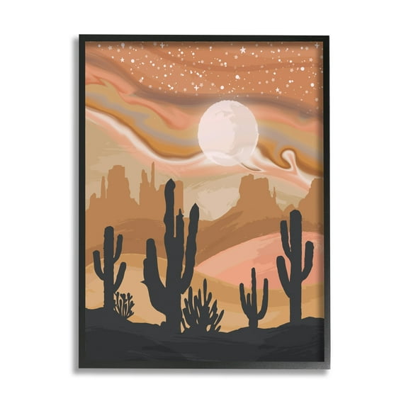 Stupell Industries Cactus Canyon Sandstorm Landscape Lunar Borealis Starry Sky,16 x 20, Design by Lisa Perry Whitebutton