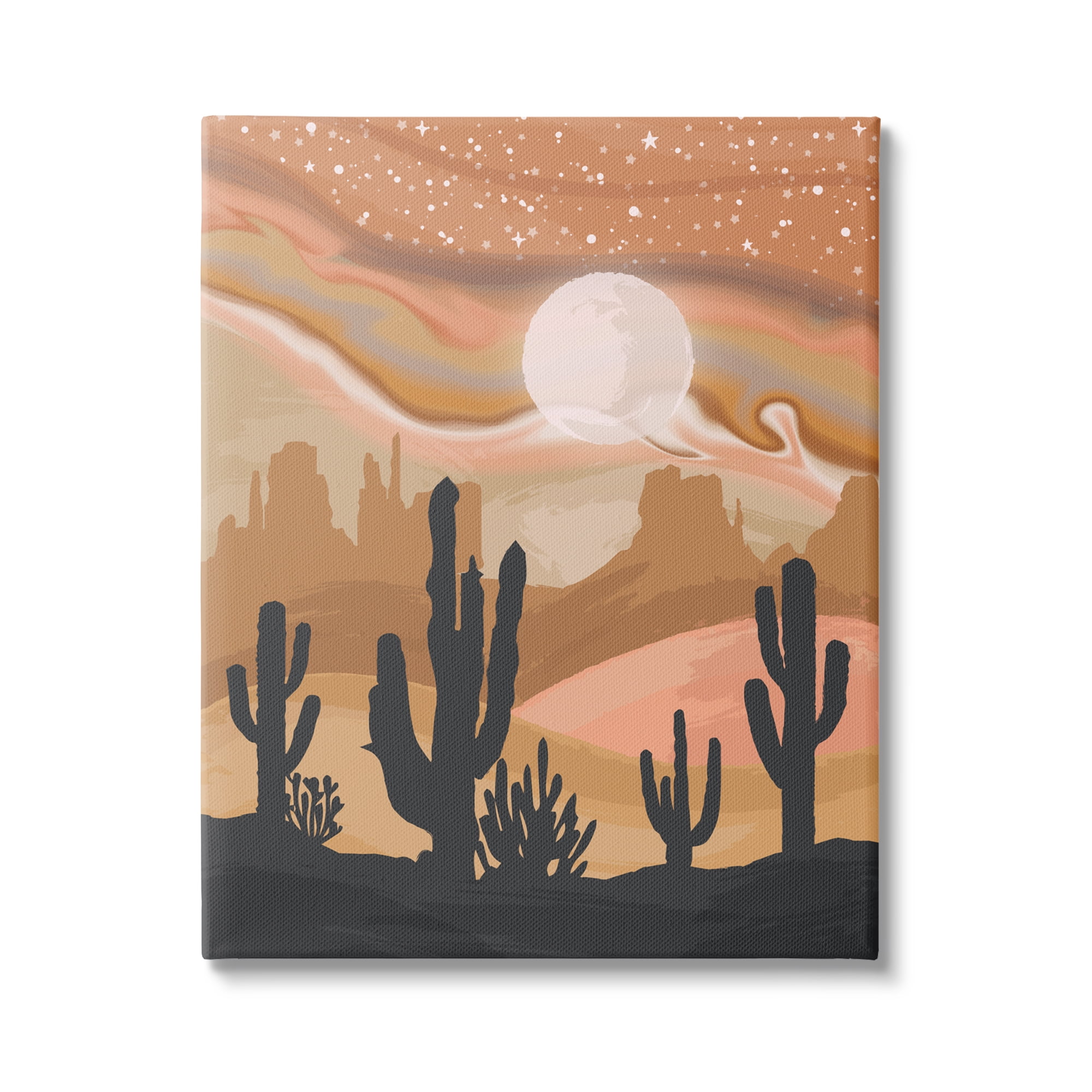 Stupell Industries Cactus Canyon Sandstorm Landscape Lunar Borealis Starry Sky,36 x 48, Design by Lisa Perry Whitebutton
