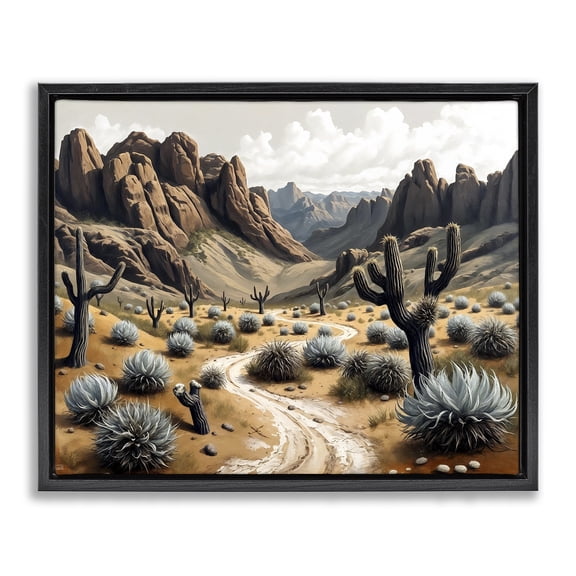 Stupell Industries Cactus Canyons Pathway Black Framed Floater Canvas Wall Art design by Tabz Jones, 17 x 21