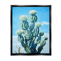 Stupell Industries Cactus & Cloudy Sky Botanical & Floral Painting Black Floater Framed Canvas Art Print Wall Art, 17 x 21