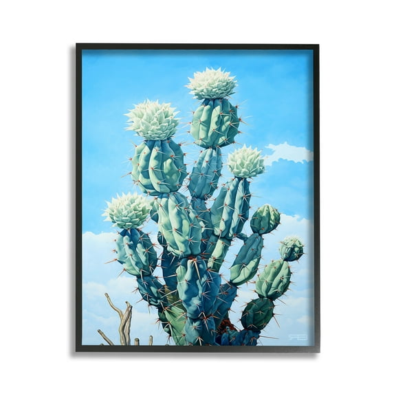 Stupell Industries Cactus & Cloudy Sky Botanical & Floral Painting Black Framed Art Print Wall Art, 11 x 14