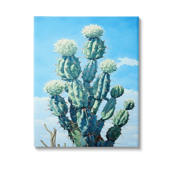Stupell Industries Cactus & Cloudy Sky Botanical & Floral Painting Gallery Wrapped Canvas Art Print Wall Art, 16 x 20