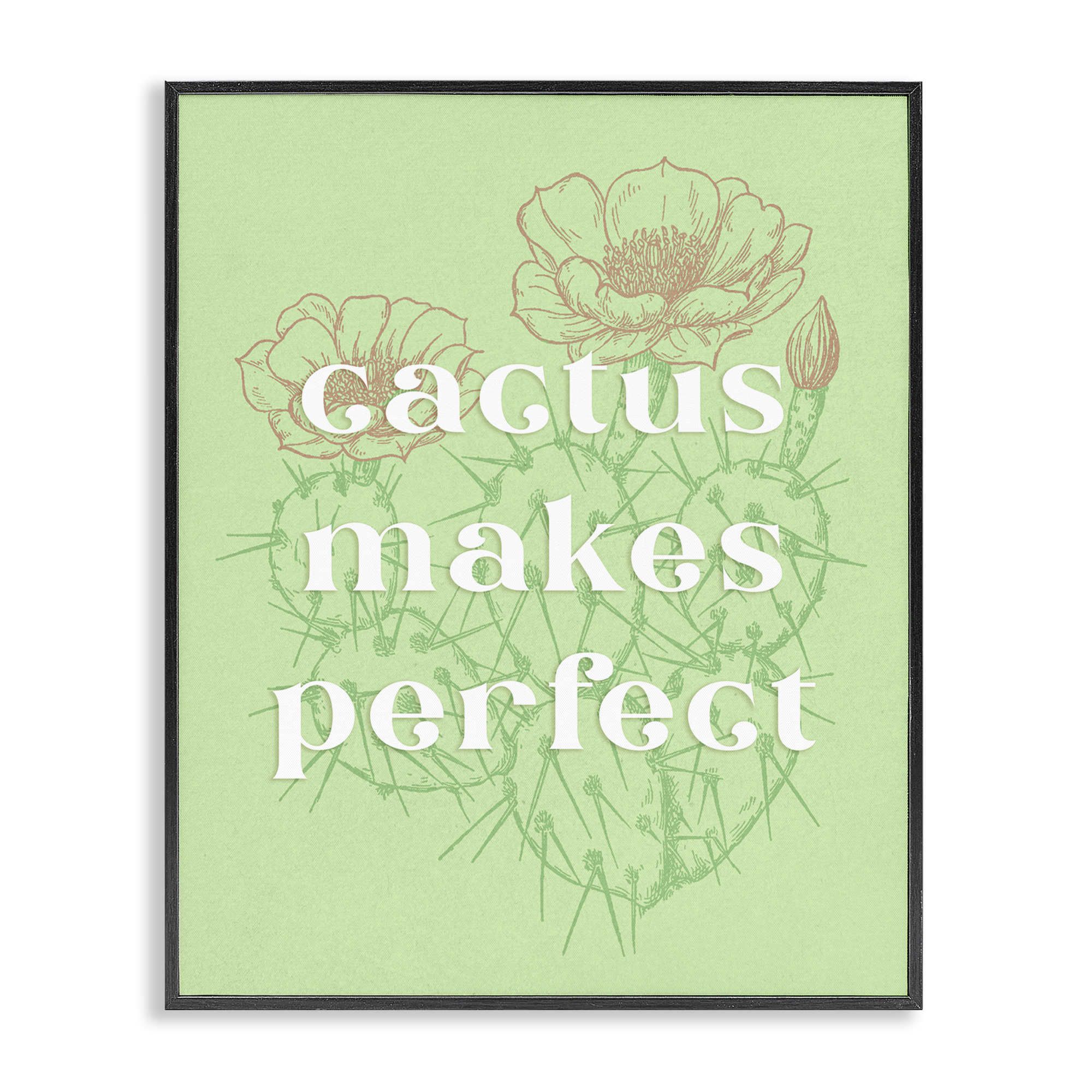 Stupell Industries Cactus Makes Perfect Plants & Flowers Painting Black Framed Art Print Wall Art, 11 x 14