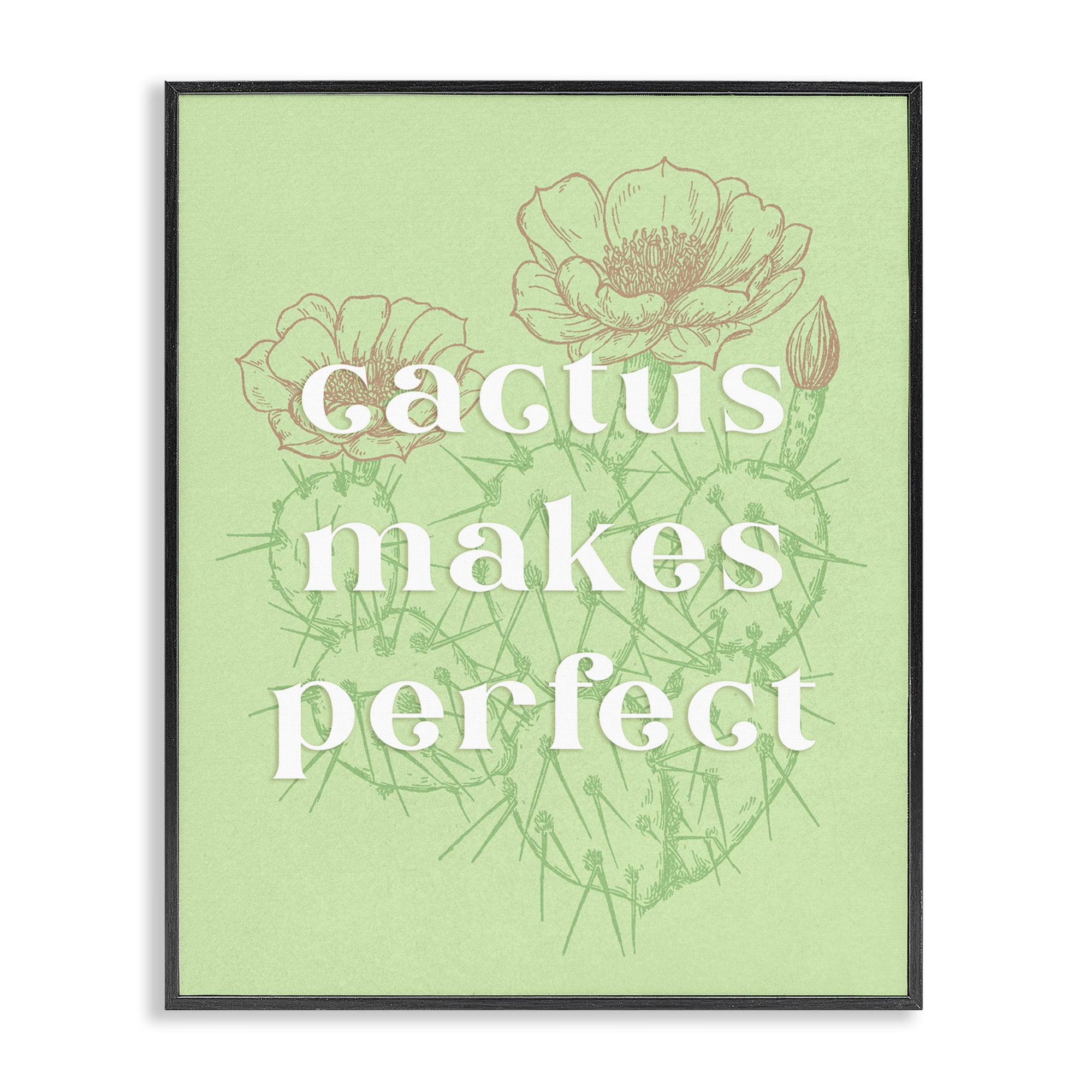 Stupell Industries Cactus Makes Perfect Plants & Flowers Painting Black Framed Art Print Wall Art, 16 x 20